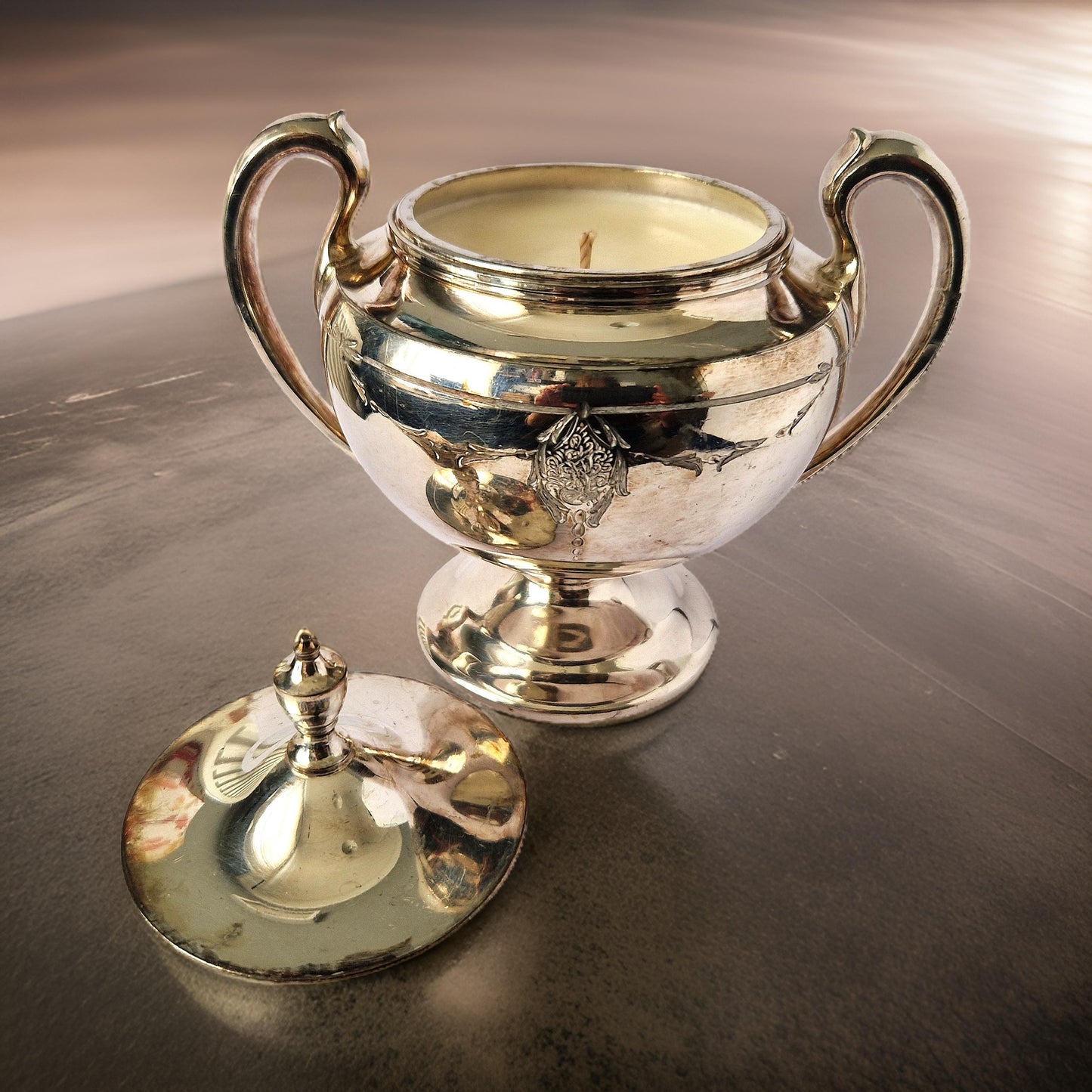 Repurposed Vintage Silver Sugar Bowl Candle – Vintage Bookshop-0