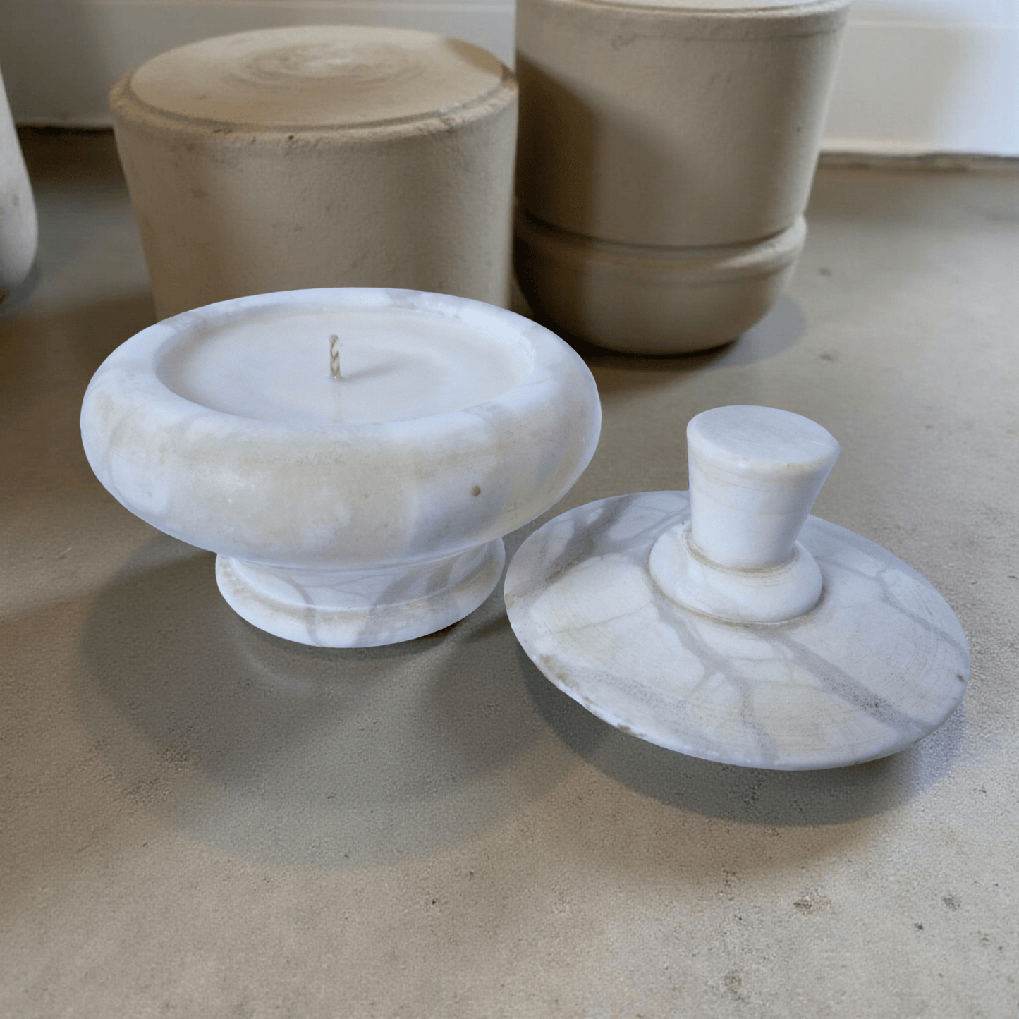 Repurposed Stone Trinket Dish Candle – Oro Verde-0