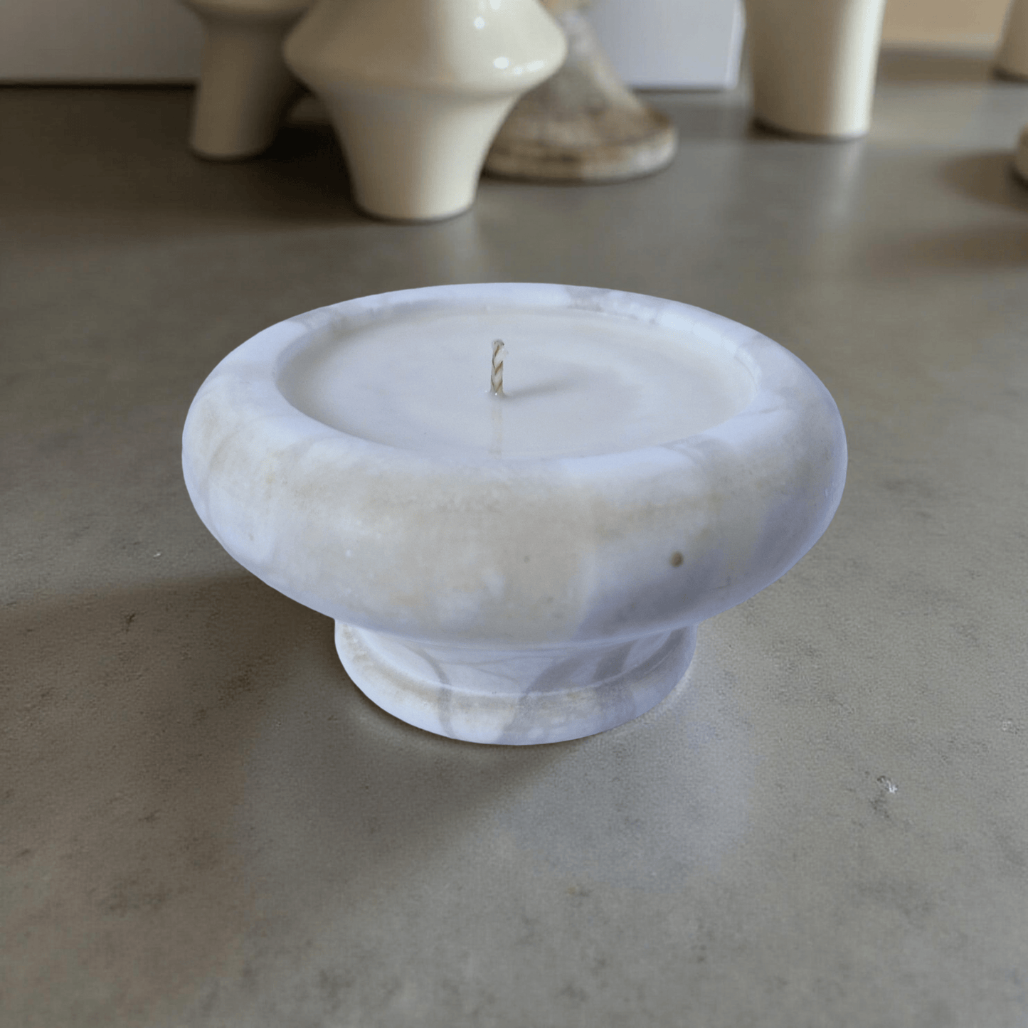 Repurposed Stone Trinket Dish Candle – Oro Verde-1