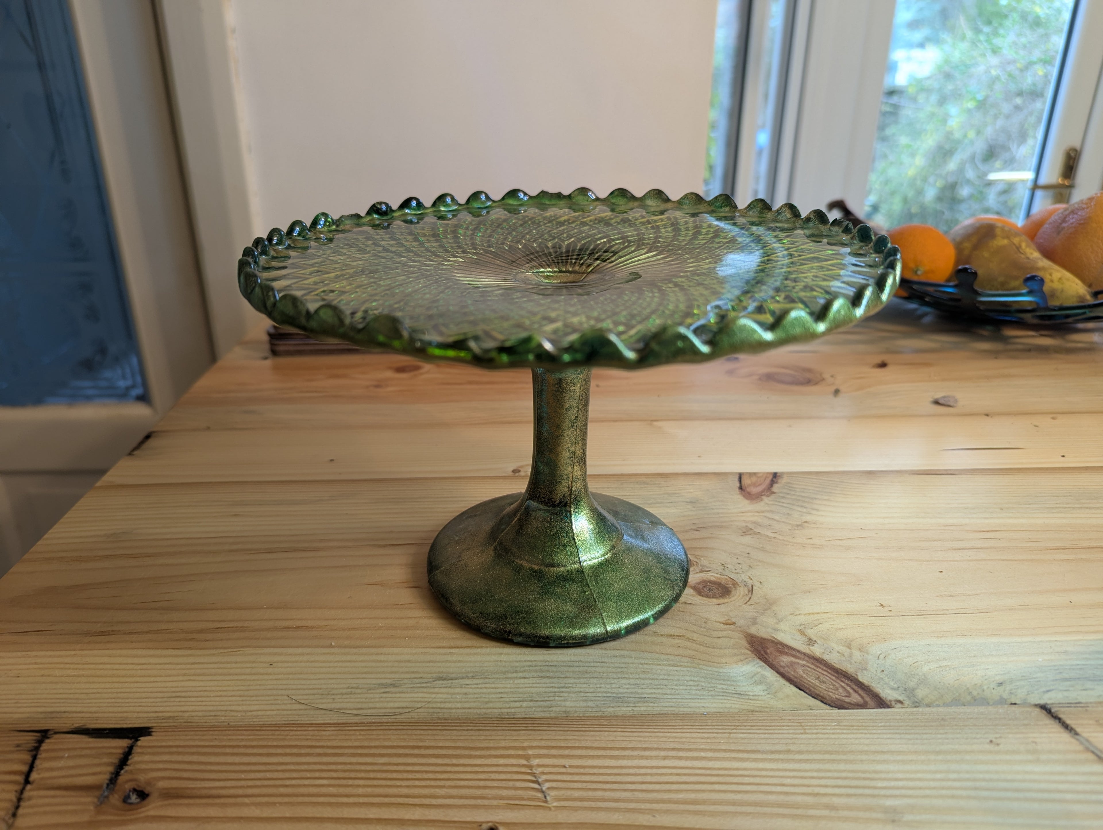 Upcycled Vintage Glass Cake Stand