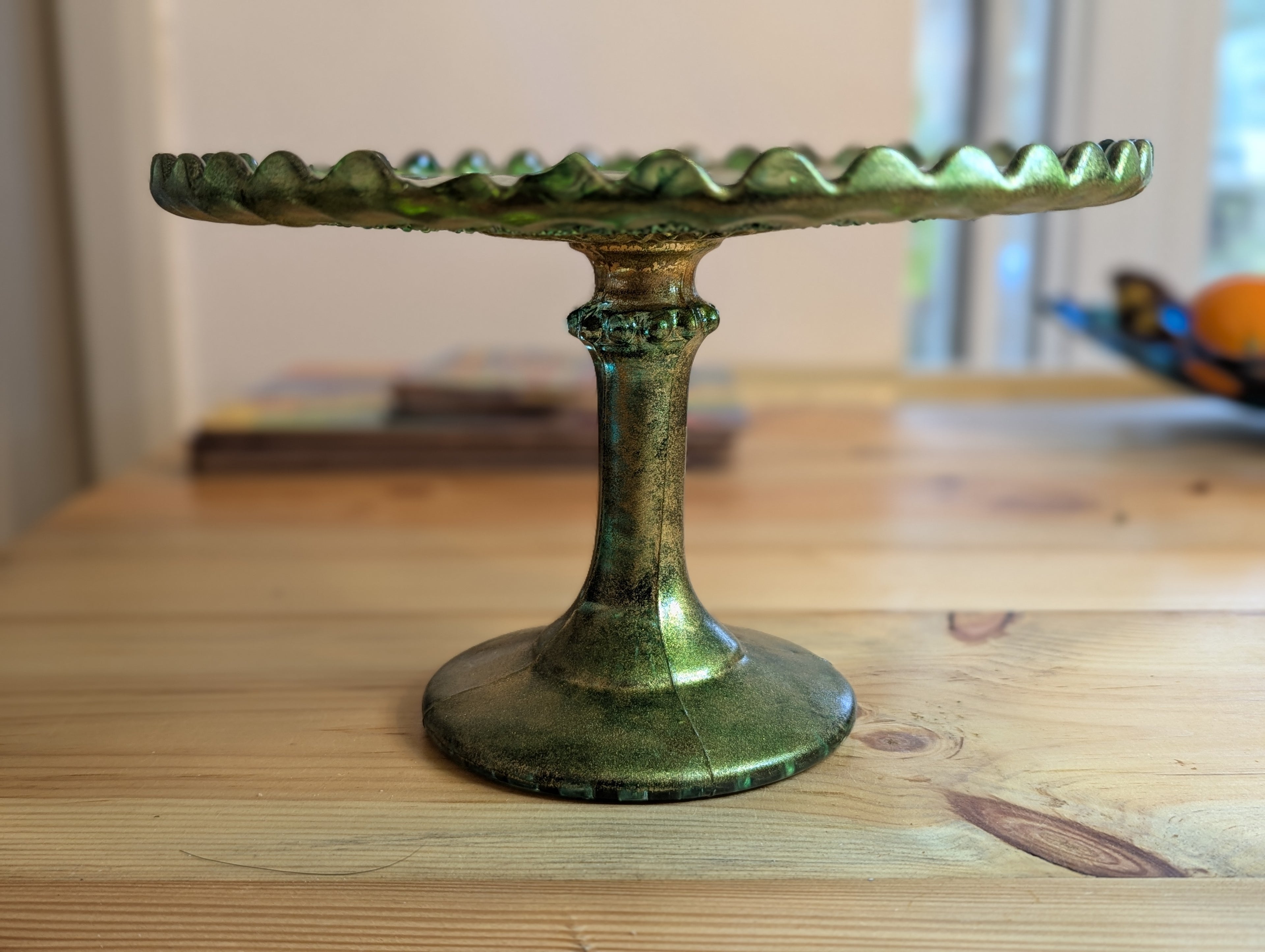 Upcycled Vintage Glass Cake Stand