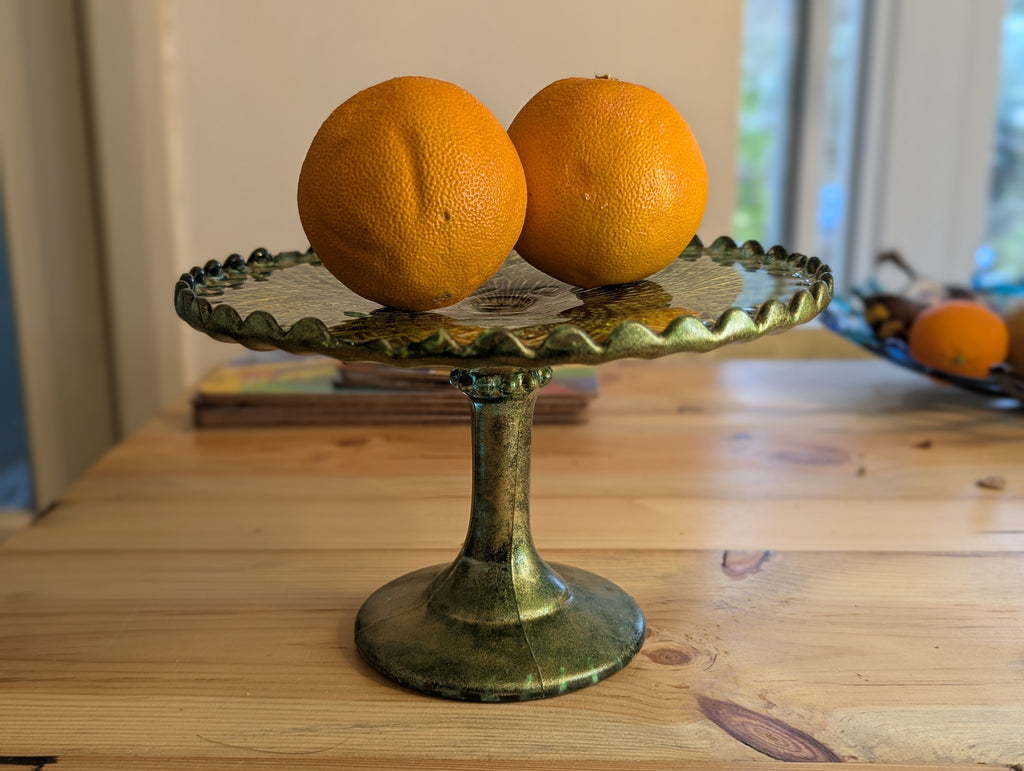 Upcycled Vintage Glass Cake Stand