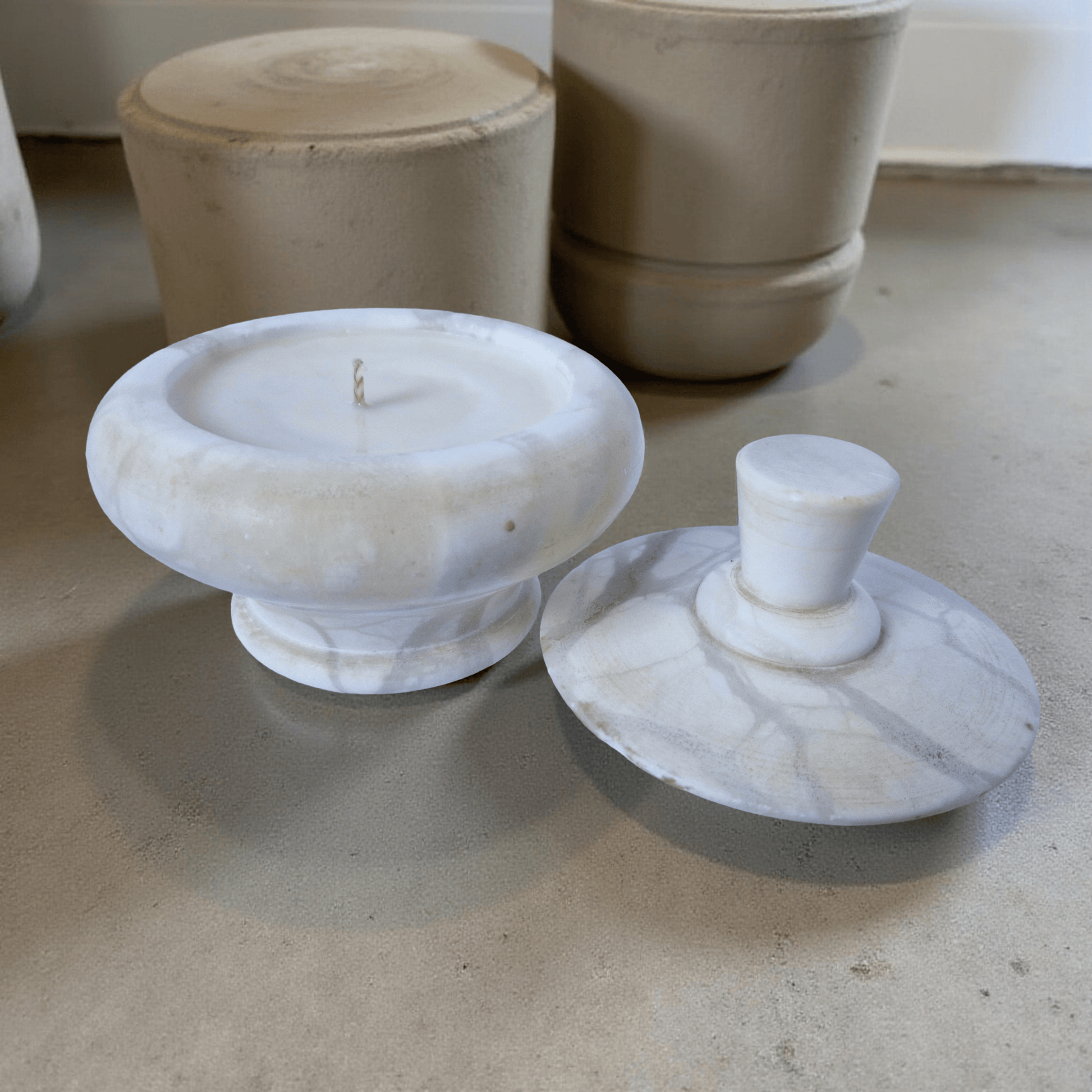 Repurposed Stone Trinket Dish Candle – Oro Verde-0